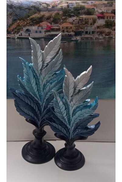 DERYA DESİNG ART Dekoratif Polyester İkili Yaprak Obje,Konsol,Dresuar,Salon O...