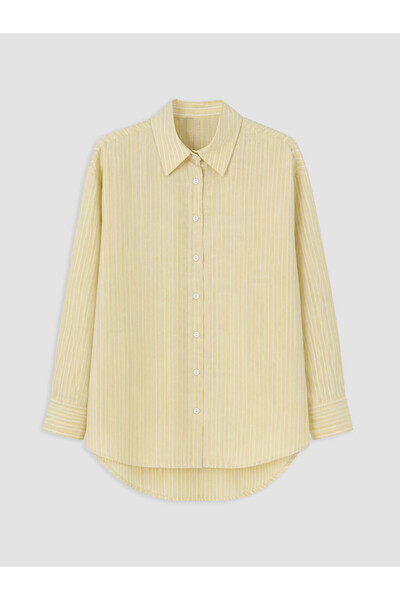 LC Waikiki Yellow Striped Poplin Women's Shirt Tunic