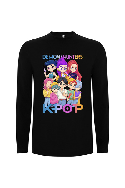 Ingift KPop Huntrix Κυνηγοί Δαιμόνων Ουνισέξ Βαμβακερό Μακρυμάνικο Μπλουζάκι