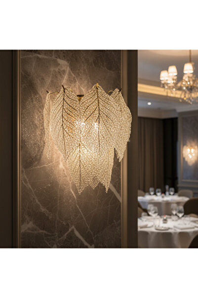 iTin Aplică Cristal LACE, 3x E14, Diametru 30 cm, Înălțime 34 cm, Auriu Lucio...