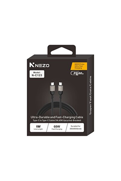 NEZO N-C123 60W USB-C To USB-C 1 Meter Fast Charging & Data Cable – Upcycled ...