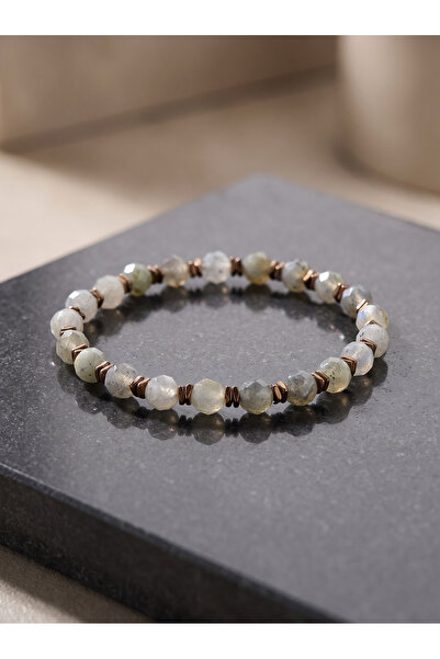OSMANLI DEĞERLİ TAŞ Labradorite - Hematite Natural Stone Bracelet - Faceted Cut