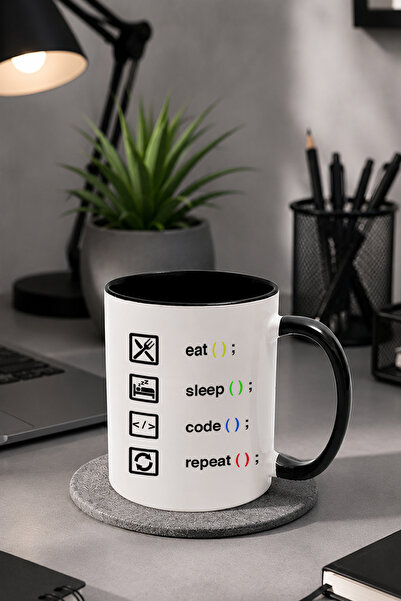 qoeuyl boutique Eat Sleep Code Repeat Printed Software Engineer Gift Black Mu...
