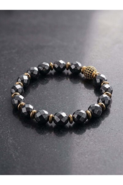 OSMANLI DEĞERLİ TAŞ Hematite - Natural Stone Bracelet with Zircon Apparatus (...