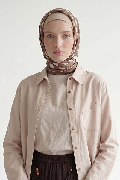 Levidor Latte Polka Dot Twill Silk Scarf