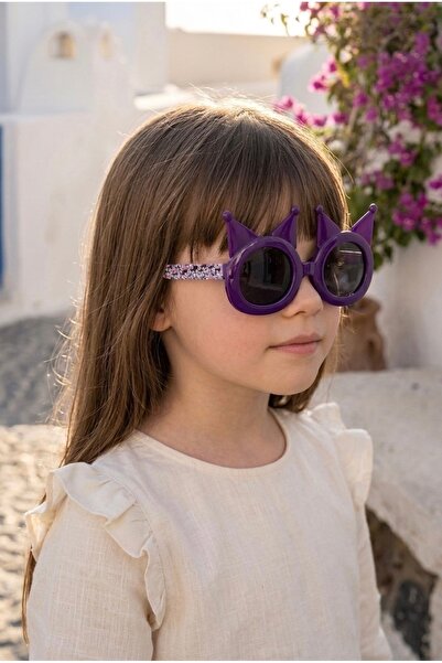 Chunky Frame نظارات شمسية للفتيات باللون الأرجواني البرقوقي مرخصة من كورومي م...