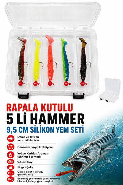 sr sazanrig Hammer 95mm Karides Kokulu Levrek,Turna Yem Seti 14 cm Çift Taraf...