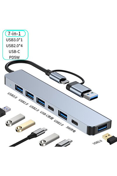 Choice 7-in-1 7/8Port USB C Hub Expander Multiport Adapter TypeC Splitter Doc...