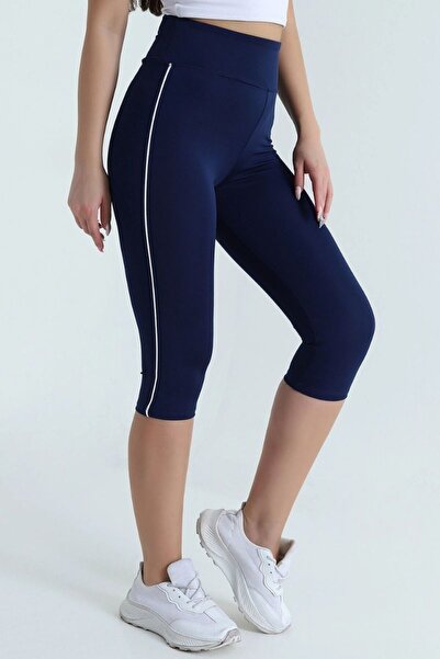 EXSPORT Kadın Yüksek Bel Toparlayıcı Yanı Şeritli Model Push Up Likralı Tayt