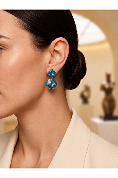 Valmont Accessories Turquoise Crystal Stone Round Shape Women's Earrings Spar...