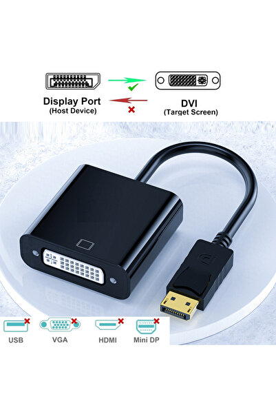 Choice1 Black 0.2m 1.8M DisplayPort To DVI Cable 0.25M DP To DVI Adapter for ...