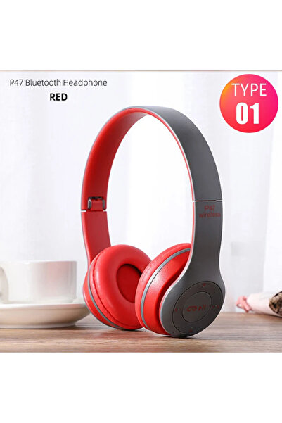 Choice1 P47 Red Bluetooth 5.0 Wireless Headphone Foldable HIFI Stereo Bass Ea...