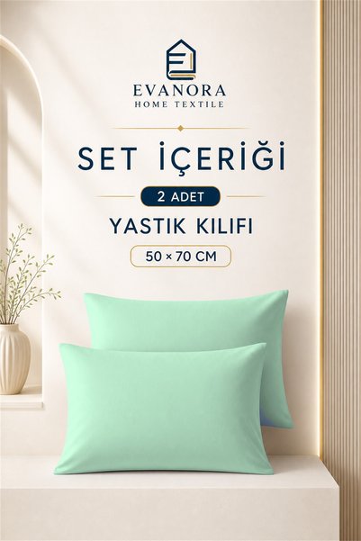 evonora Set de 2 fețe de pernă Evanora Home Textile Seria Riva, verde mentă, 50 x 70 cm
