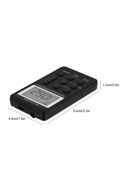 NO BRAND Radio AM/FM de buzunar cu mini ecran LCD și mufă jack de 3,5 mm pent...