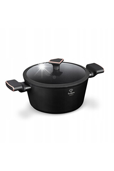 NO BRAND Ghiveci de 24 cm cu capac, Fashion Ftv-0038 Negru mat-aur roz