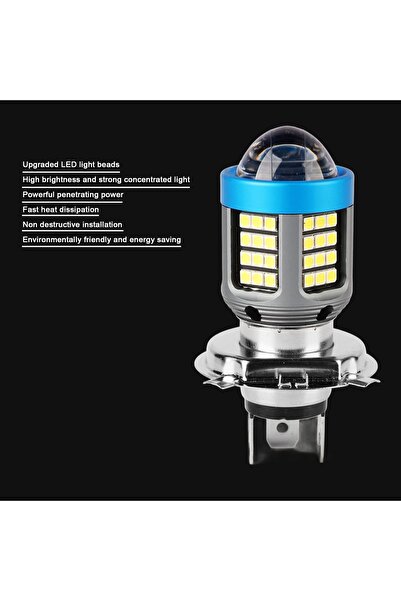 NO BRAND Bec LED H4 pentru far de motocicletă, luminozitate ridicată, alb
