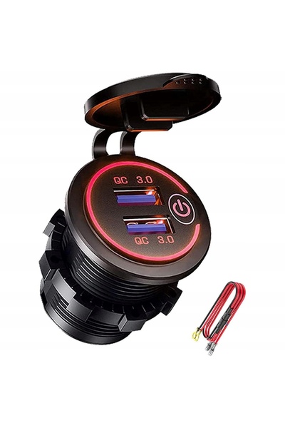 NO BRAND Priză brichetă cu încărcător USB dublu pentru motocicletă, Încărcare...