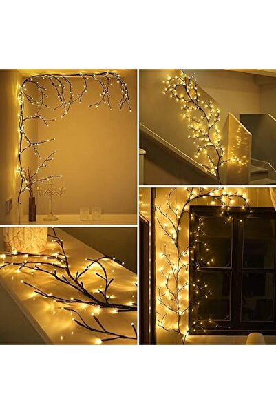 NO BRAND CISKOTU Ghirlandă luminoasă tip viță de salcie, 144 LED-uri, USB, te...