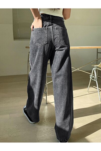 NO BRAND Blugi lungi din grafit, croială dreaptă, cu buzunare, Dazy XL