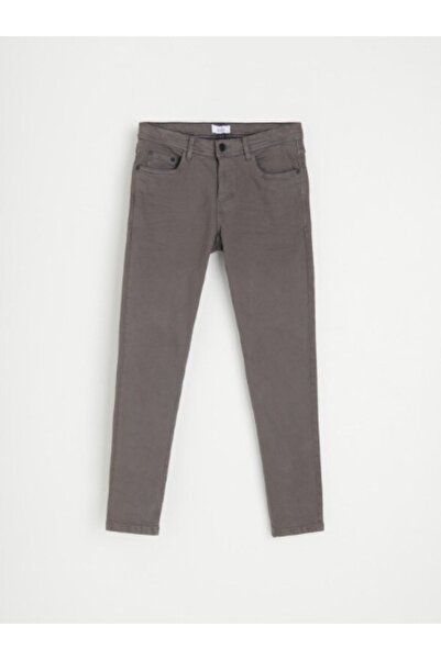 NO BRAND Blugi gri din bumbac, croială super slim, cu buzunare, 28