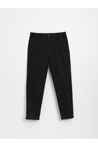 NO BRAND Pantaloni clasici negri, lungi, cu croială dreaptă, din bumbac, cu t...