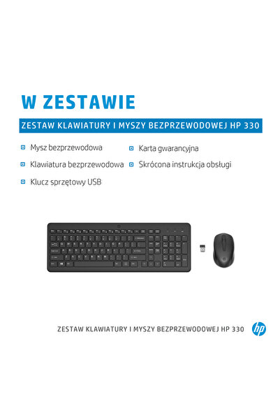 NO BRAND Hp 330 Tastatură și mouse wireless negru, dimensiune completă 2V9E6Aa