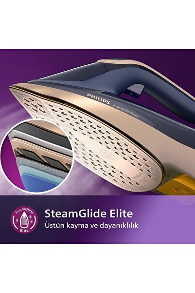 Philips Kumaşa Göre Isı ayarlayan Azur 8000 Serisi Buharlı Ütü OptimalTEMP Teknolojisi ile 3000W 260g Şok Buhar•Dikey buhar fonksiyonu + Şarjlı Hav%Yün Temizleyici Hediye(Onerous)