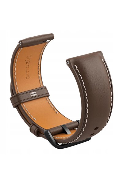 NO BRAND Curea din piele maro pentru Amazfit, 20mm