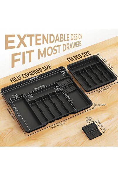 NO BRAND Organizator de sertar din plastic, reglabil, pentru tacâmuri: cuțite...