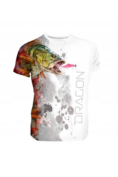 NO BRAND Tricou Dragon Okoń S Alb-Roșu