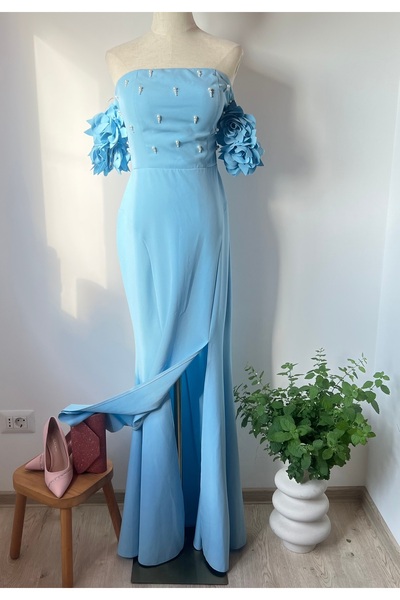 Generic Brand Rochie lungă , baby blue tip sirenă