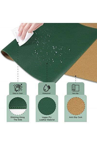 NO BRAND Covoraș de birou din plută 900x430 mm antiderapant verde închis