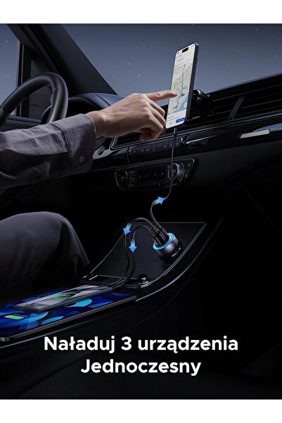NO BRAND Încărcător auto cu 3 porturi USB-C PD 30W + USB-A, încărcare rapidă 12V