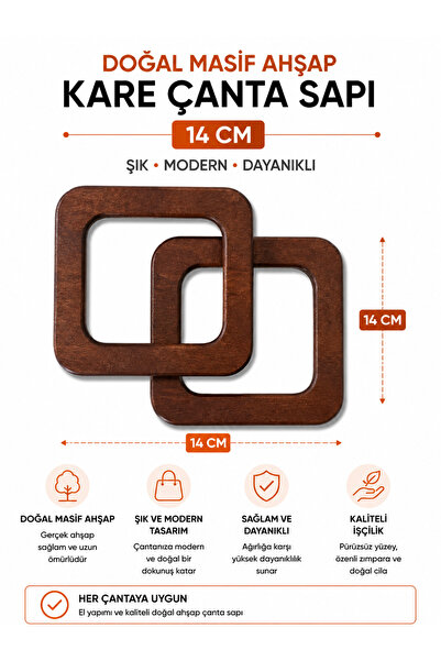 vollen yarn Mâner pătrat din lemn masiv natural 14 cm 1 pereche (2 bucăți) Mâ...