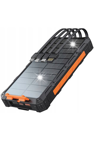 NO BRAND Baterie externă solară 30000 mAh 22,5W cu cabluri USB-C și Micro USB...