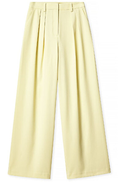 NO BRAND Pantaloni clasici galbeni cu croială largă și dreaptă On-Kd 34