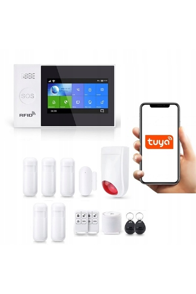 OnShoping Alarmă wireless LCD 4.3' GSM WiFi SMS Tuya în Polonia 5XPIR + Sirenă
