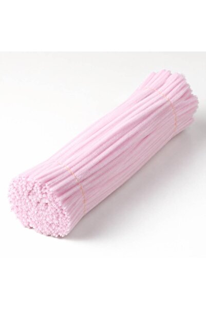 Çınar Çiçekçilik & Malzeme 100 Adet 8mm Toz Pembe Şönil 30cm, Tüylü Peluş Kad...