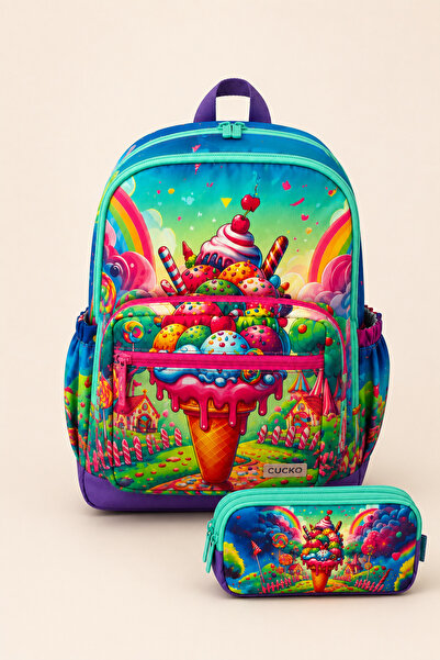 ELATAE Girl's 2-Piece School Bag Set Primary School Backpack and Pencil Case ...