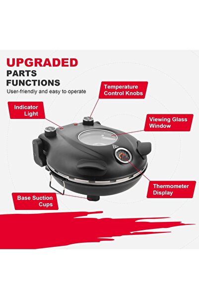 NO BRAND Plită electrică pentru pizza 31cm 1200W Piatră ceramică Fereastră Te...