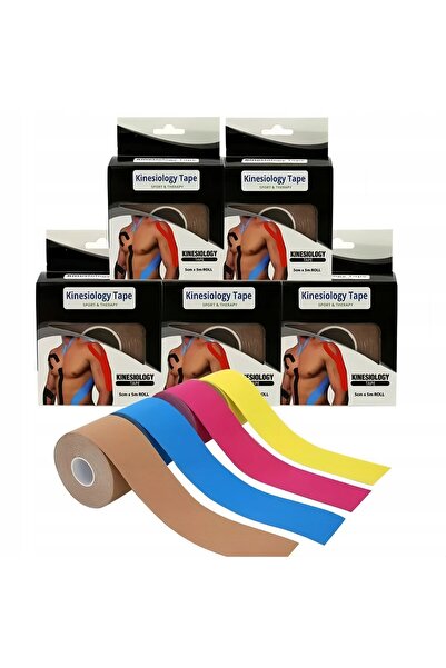 NO BRAND 5X Bandă Kinesiologică Tejpy Kinesio Kinesiotaping 5cmx5m 5 Culori