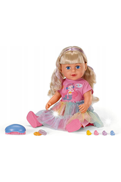 NO BRAND Păpușă 43 cm cu păr blond pentru coafat, cu 7 accesorii, fără baterie