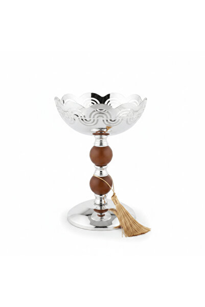AKDC Silver & Brown Metal Footed Candy Bowl - 23×20 cm