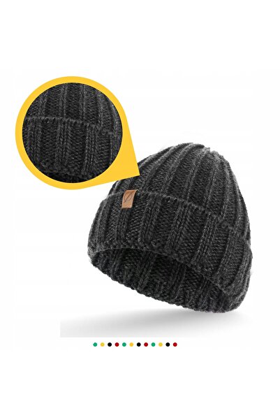 NO BRAND Căciulă de iarnă pentru bărbați Graphite, călduroasă, cu borul rulab...