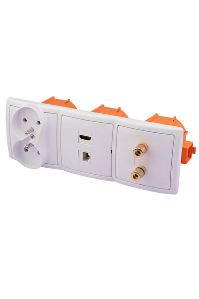 Kontakt-Simon Priză de perete cu 2 căi HDMI Rj-45 230V