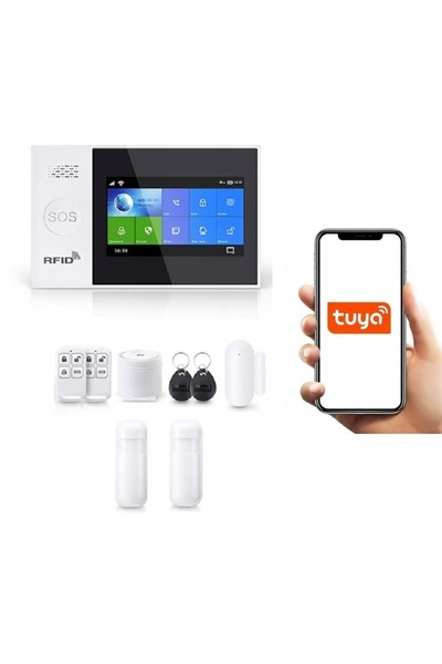 OnShoping Alarmă wireless cu ecran LCD de 4.3 inch, GSM, WiFi, SMS, Tuya Smar...