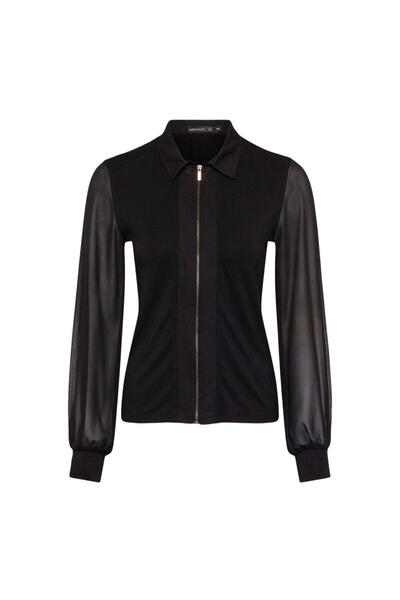 NO BRAND Cămașă albă largă, cu fermoar, mâneci lungi, din tul, Karen Millen 42