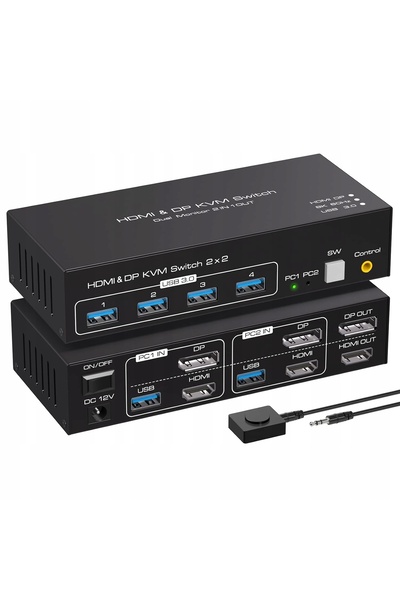 NO BRAND Vpfet vp-sw223 switch KVM DisplayPort pentru 2 monitoare
