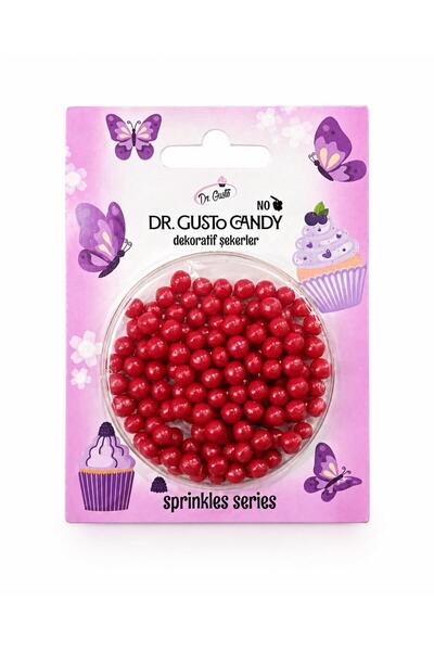 Dr. Gusto 4 mm Kırmızı Candy Boncuk Pasta Süsleme Şekeri