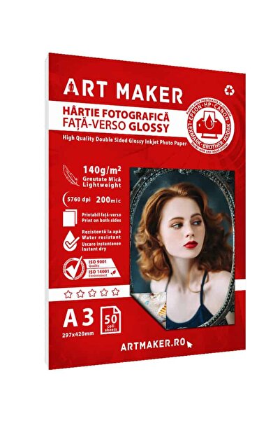 Art Maker Hartie foto fata-verso Glossy, 140g/mp, A3, 50 coli